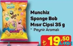 MUNCHİZ SPONGE BOB PEYNİR AROMALI MISIR CİPSİ 35 G fiyat ve kampanya bilgisi
